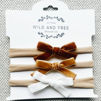 Velvet baby bows - Neutrals
