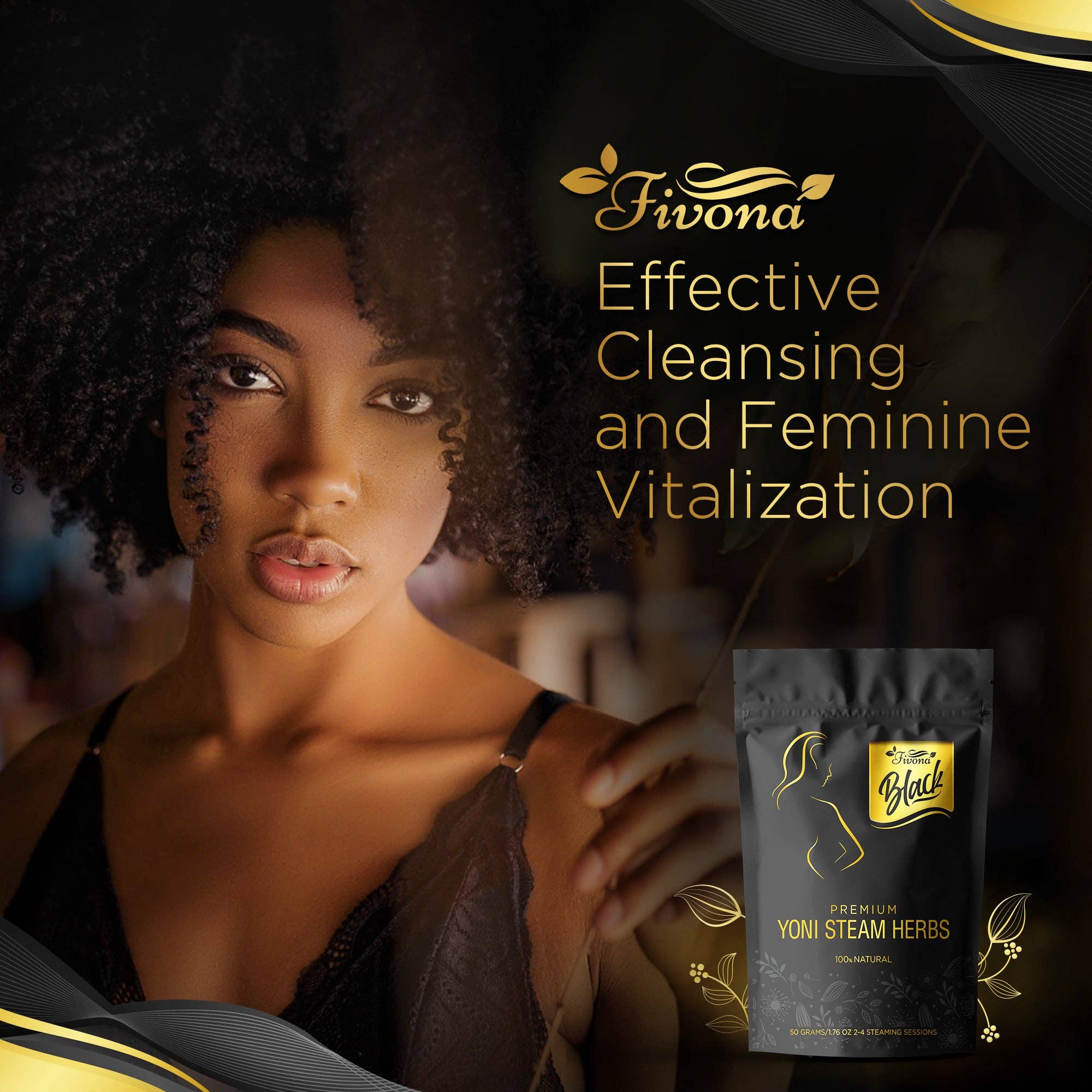 Fivona Black Premium Yoni Steam Herbs. 100% Natural and Organic V-Steam Herbs. Relaxing and Rejuvenating. (50g/ 1.76 oz)