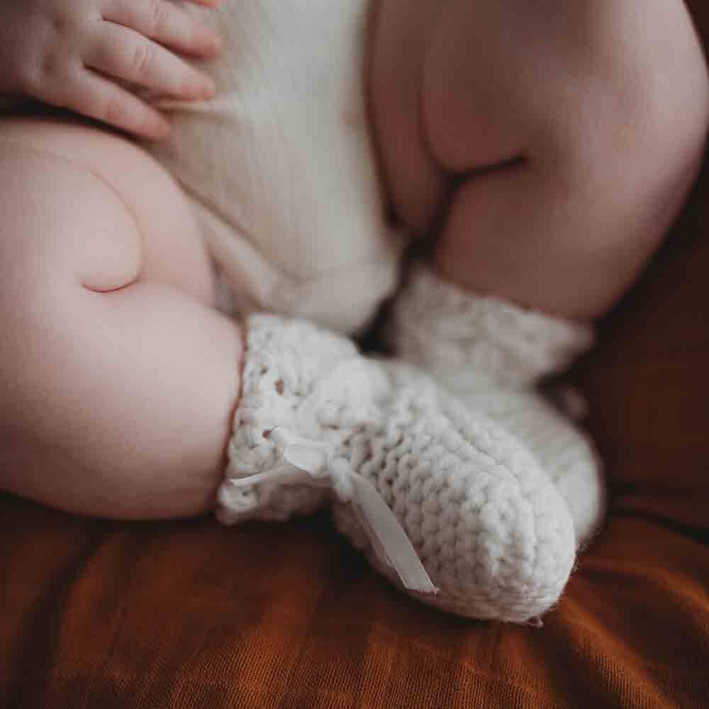 Snuggle Hunny - Ivory Merino Wool Bonnet & Booties