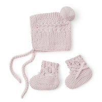 Snuggle Hunny - Pink Merino Wool Bonnet & Booties