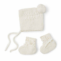Snuggle Hunny - Ivory Merino Wool Bonnet & Booties