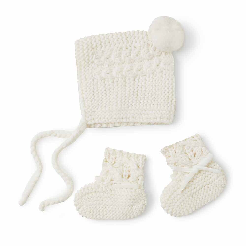 Snuggle Hunny - Ivory Merino Wool Bonnet & Booties