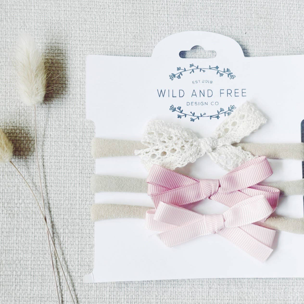 Crochet + Ribbon bow set