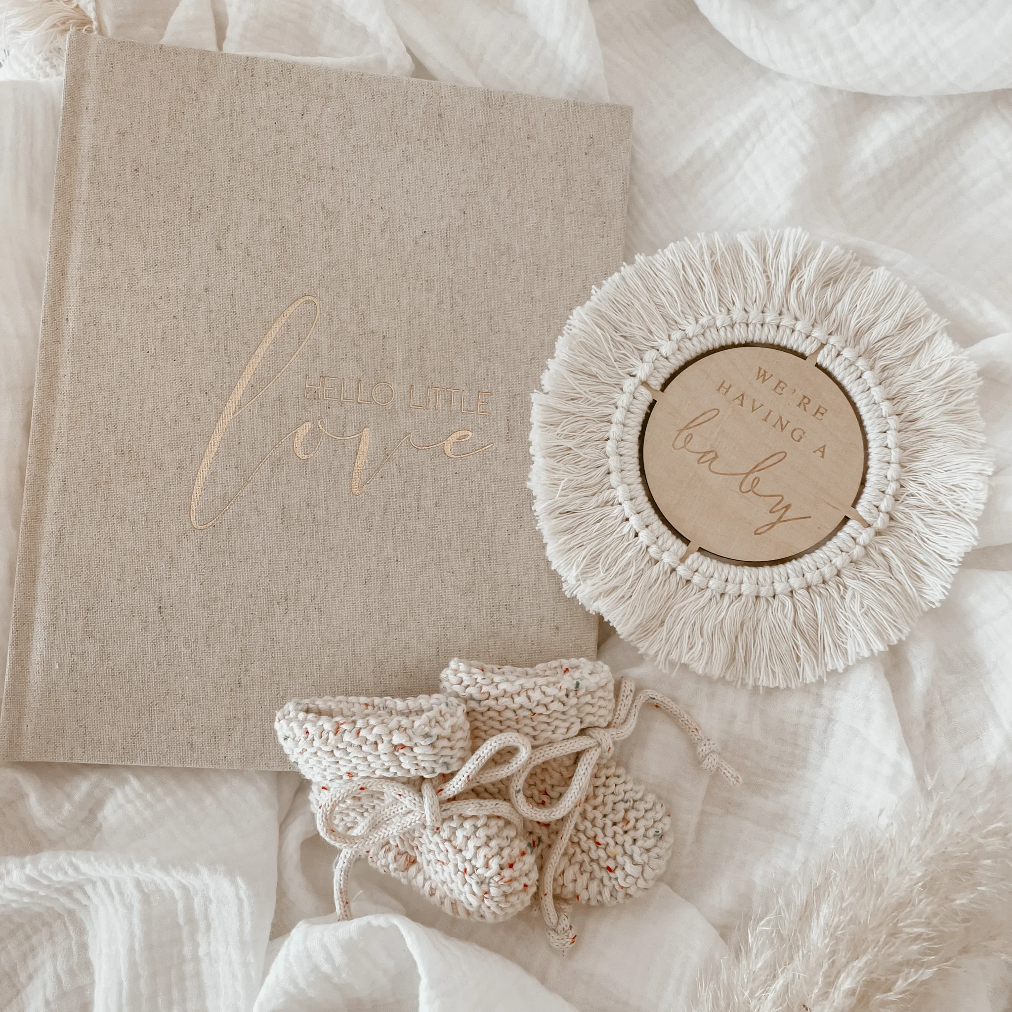 Blossom and Pear - 'We're Having A Baby' Fringe Etched Wooden Plaque