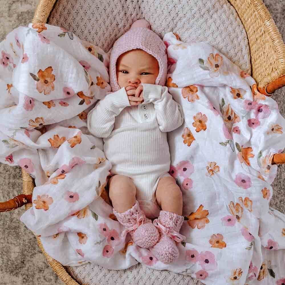 Snuggle Hunny - Pink Merino Wool Bonnet & Booties