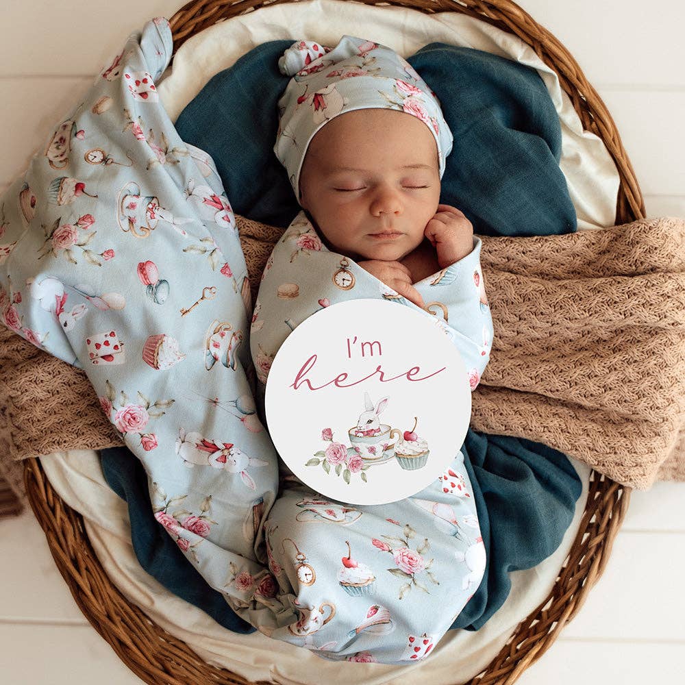 Snuggle Hunny- Tea Party & Sage Reversible Milestone Cards