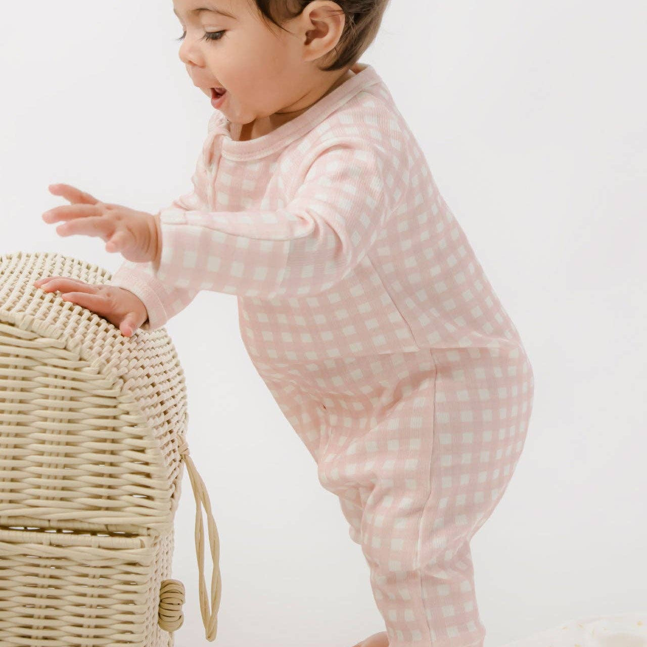 Homegrown-Growsuit -Pink Gingham Rib