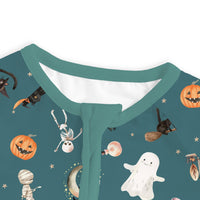 Fancy Prince-Spooky Ghost Pumpkin Patch Baby Bamboo Convertible Romper