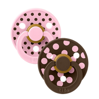 BIBS Pacifier -SIZE 1- Studio Colour- 2Pack Polka- Pink/Mocha