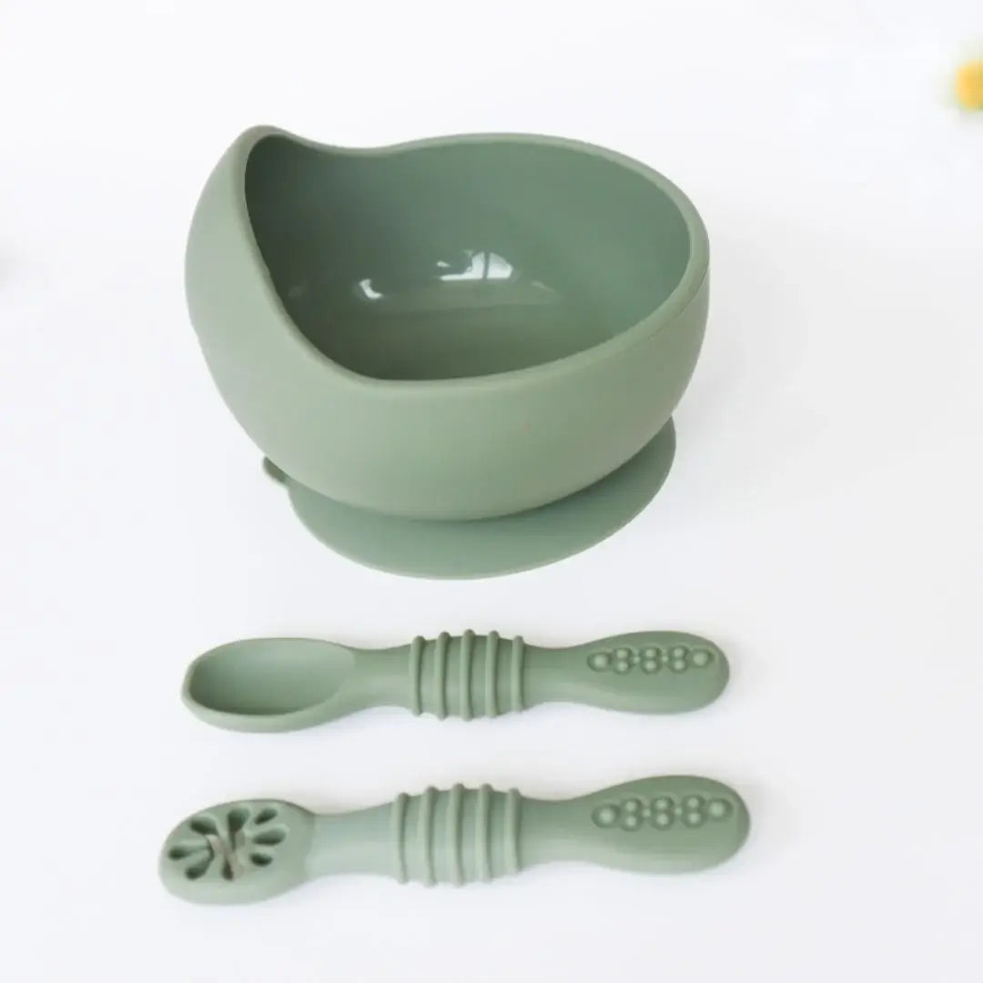 Suction Bowl & Training Spoons - Sage