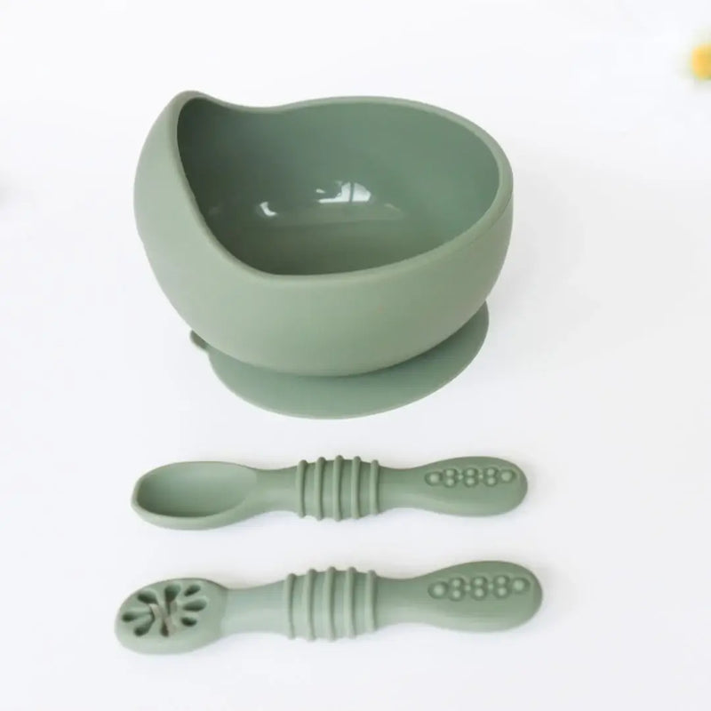 Suction Bowl & Training Spoons - Sage