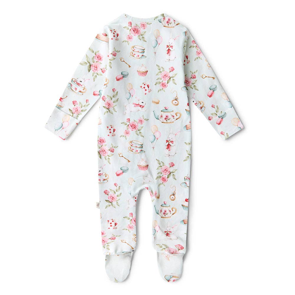 Snuggle Hunny- White Rabbit Organic Snuggle Sleepsuit Zip Footie