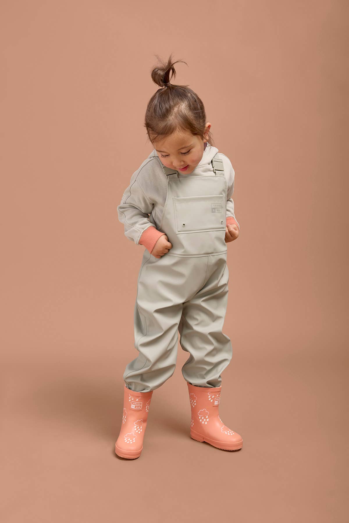 Geothermal Grey Kids Waterproof Rain Dungarees