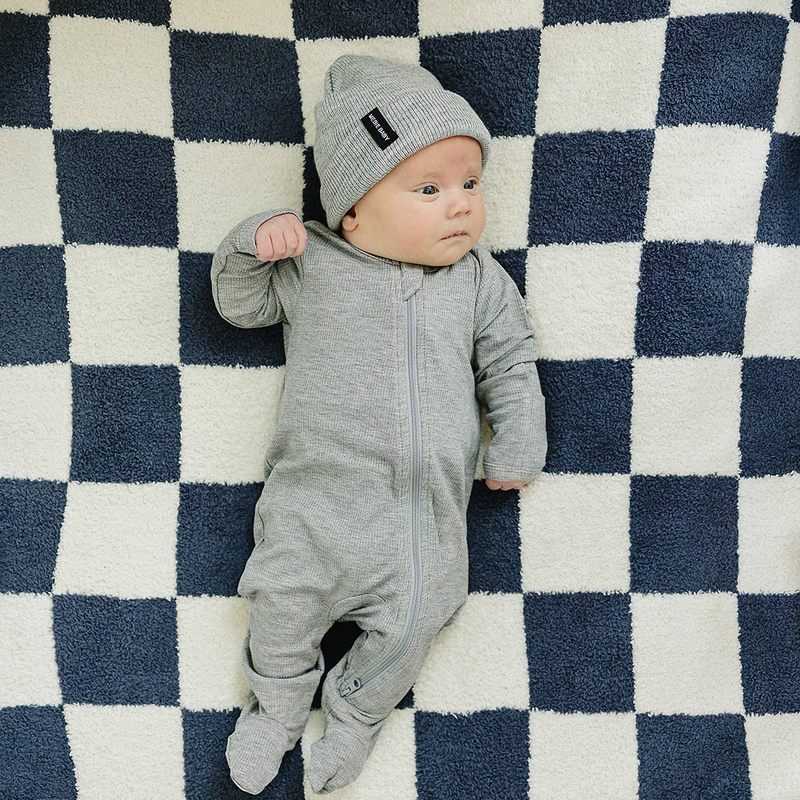 Mebie Baby- Navy Checkered Plush Blanket