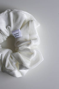 White Velvet Scrunchies-Velvet White