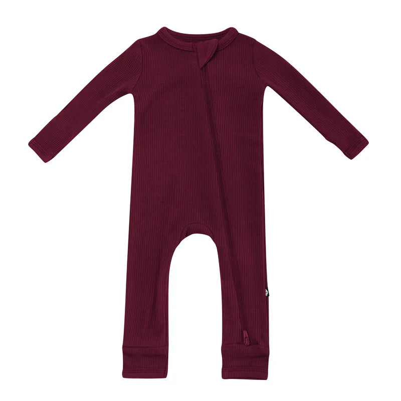 Kyte Baby - Ribbed Zippered Romper- Burgundy