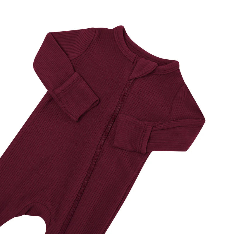 Kyte Baby - Ribbed Zippered Romper- Burgundy