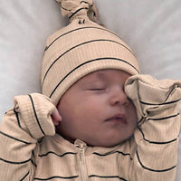 SIIX Collection - Tan/Black Stripe / Ribbed Beanie