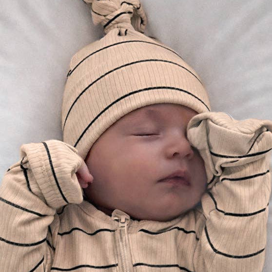 SIIX Collection - Tan/Black Stripe / Ribbed Beanie