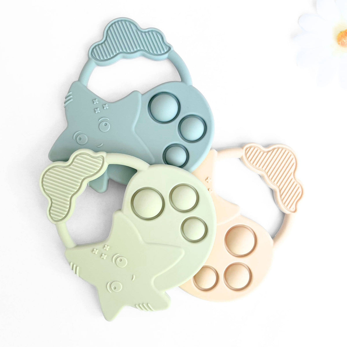 Sensory Popper Teether Star - Dusty Rose