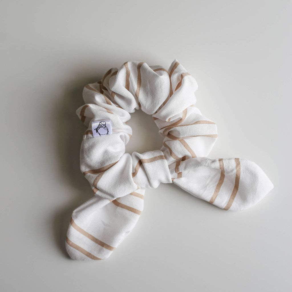 Scrunchies-Cream & Taupe Striped
