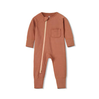 Our Little Treasures - Zip Romper in Chestnut