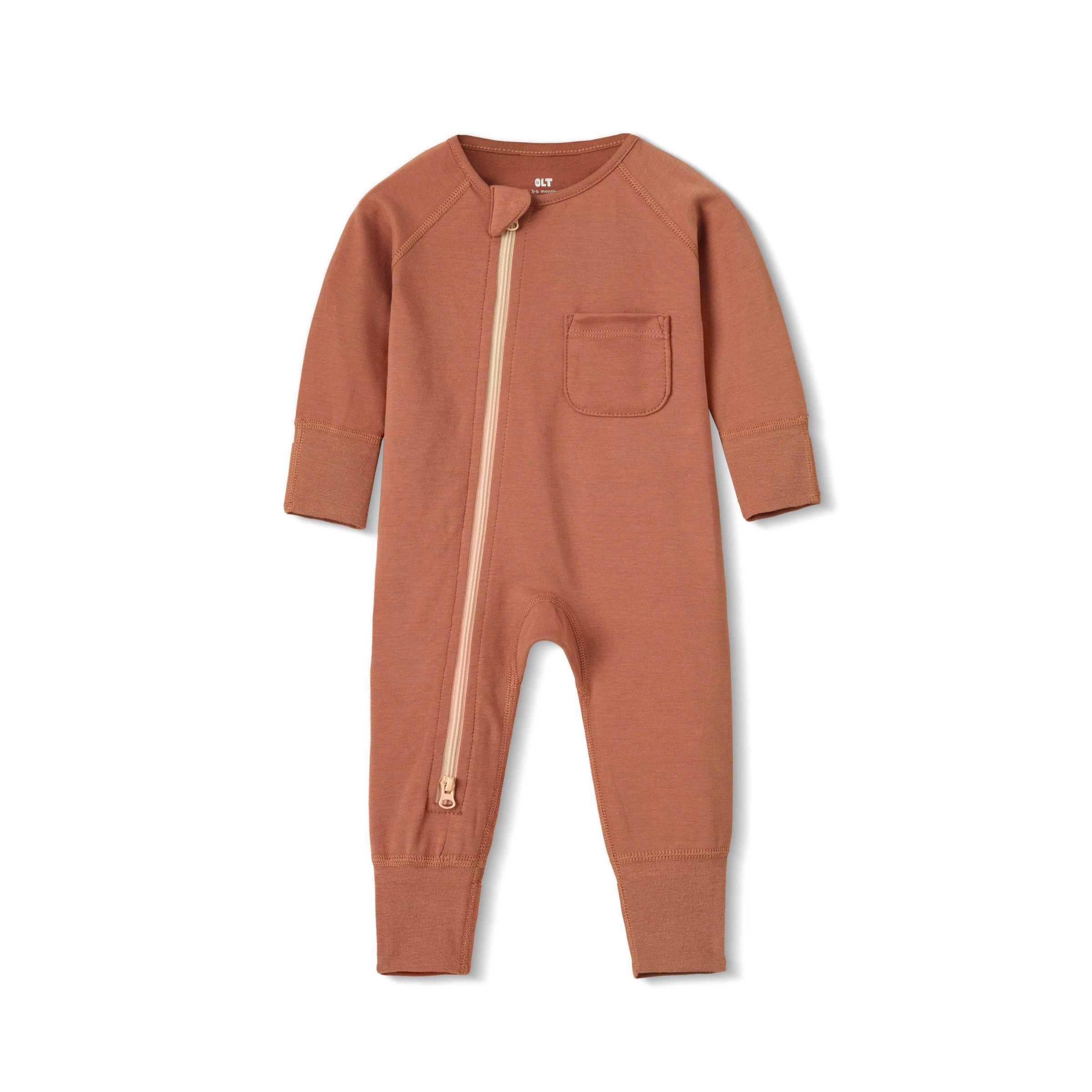 Our Little Treasures - Zip Romper in Chestnut