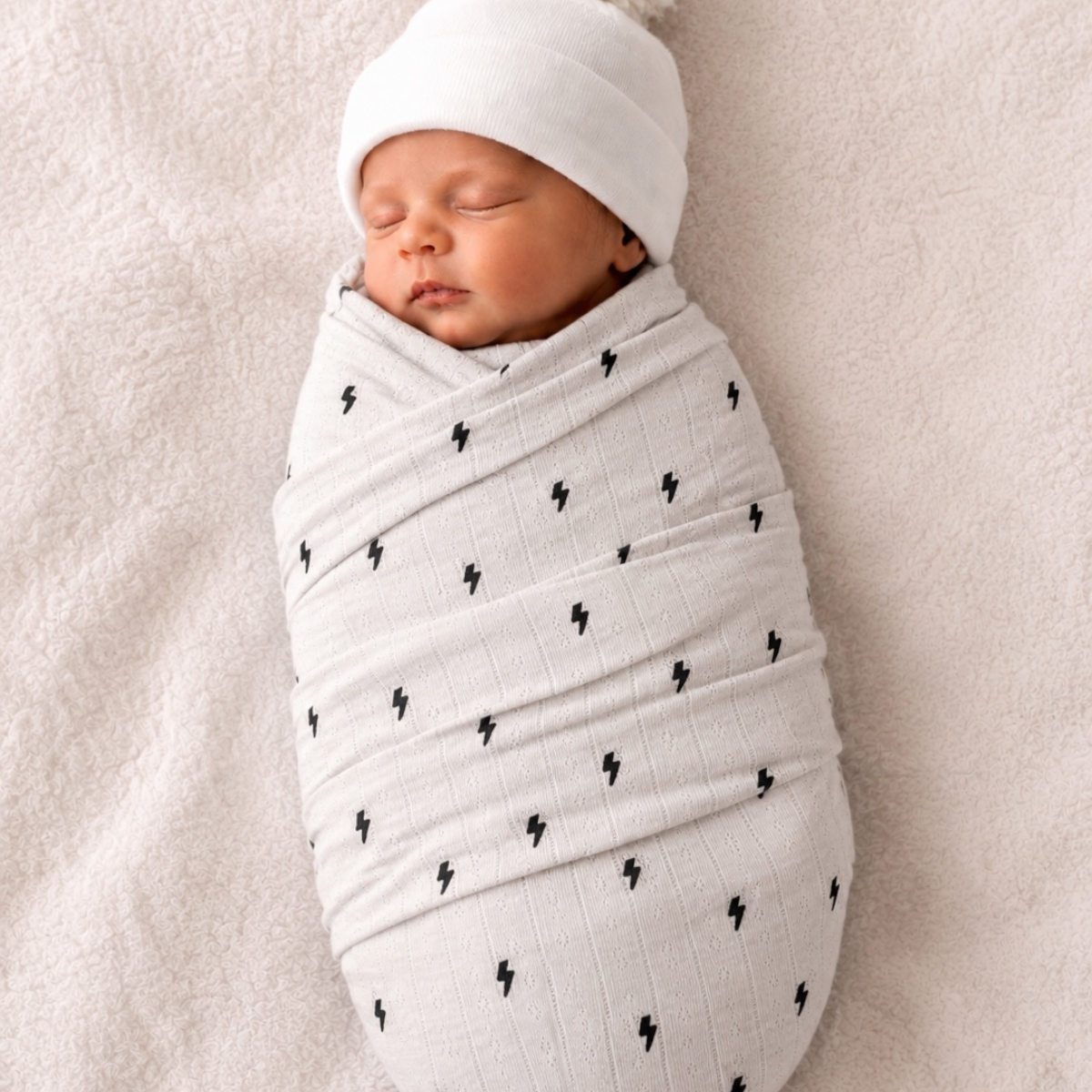 SIIX Collection - Lightning Bolts / Organic Pointelle Swaddle