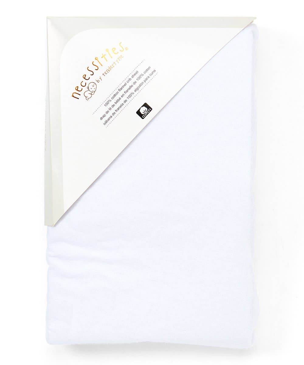 Solid Flannel Crib Sheet- White