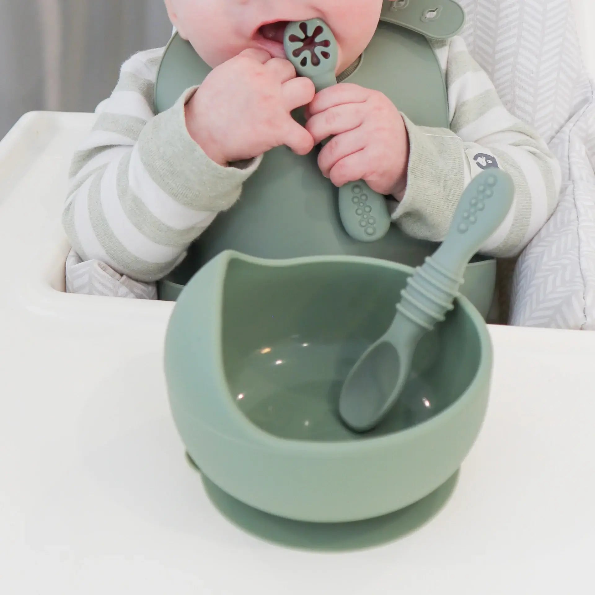 Suction Bowl & Training Spoons - Sage