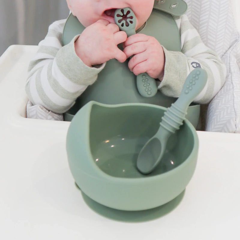Suction Bowl & Training Spoons - Sage