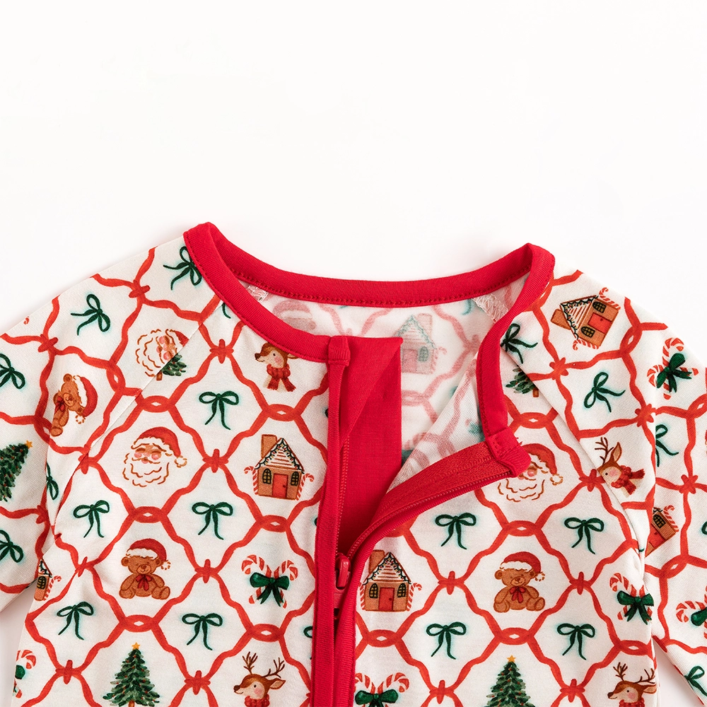 Fancy Prince- Baby Christmas Plaid Red Bamboo Zip Sleeper