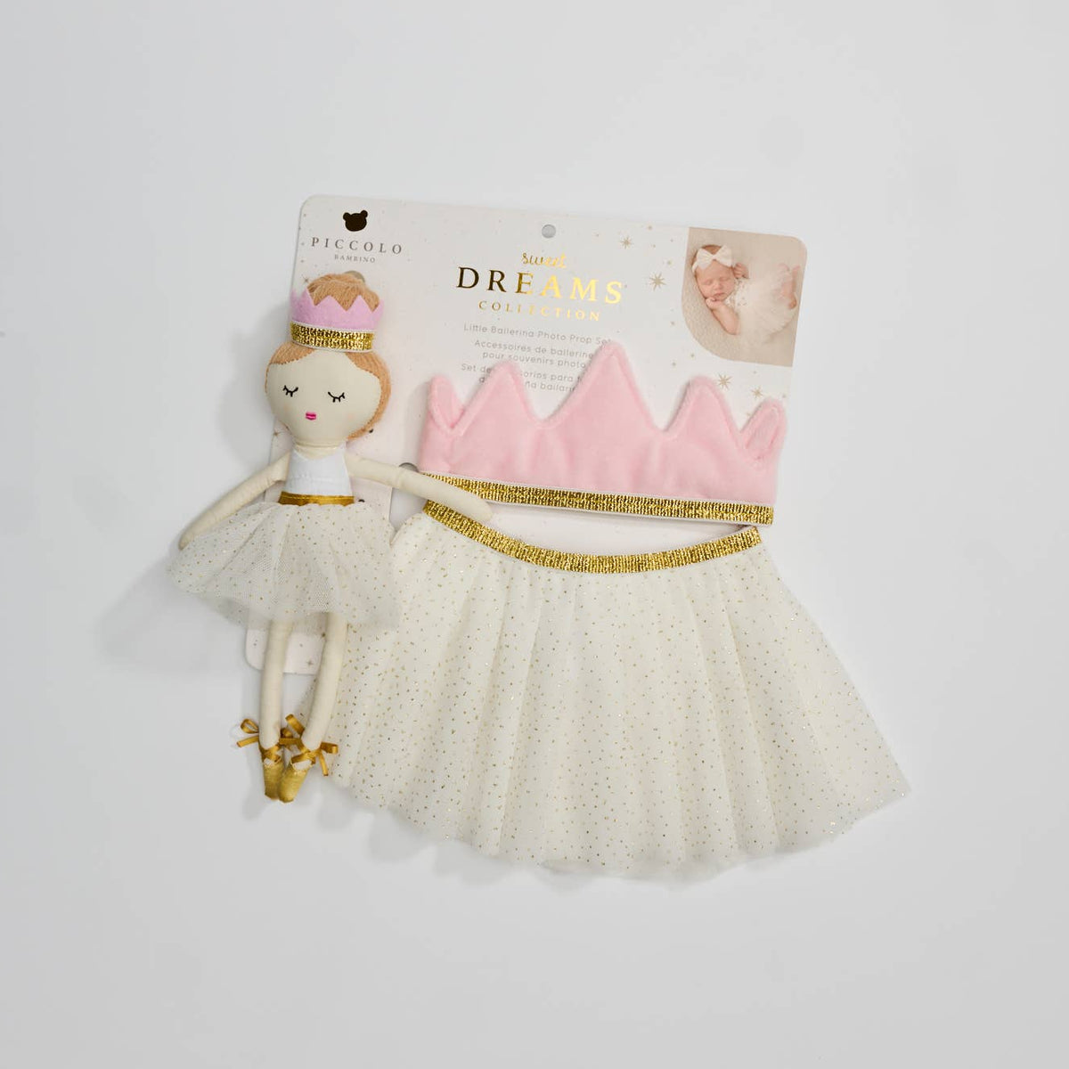 Piccolo Bambino- Tutu Set With Crown Headband And Doll 10" -  One Size