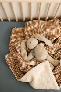 Minika Muslin & Sherpa Blanket - Caramel