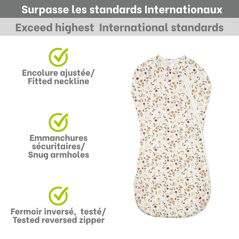 Bamboo newborn sleep sack - Floral (1.0 tog)
