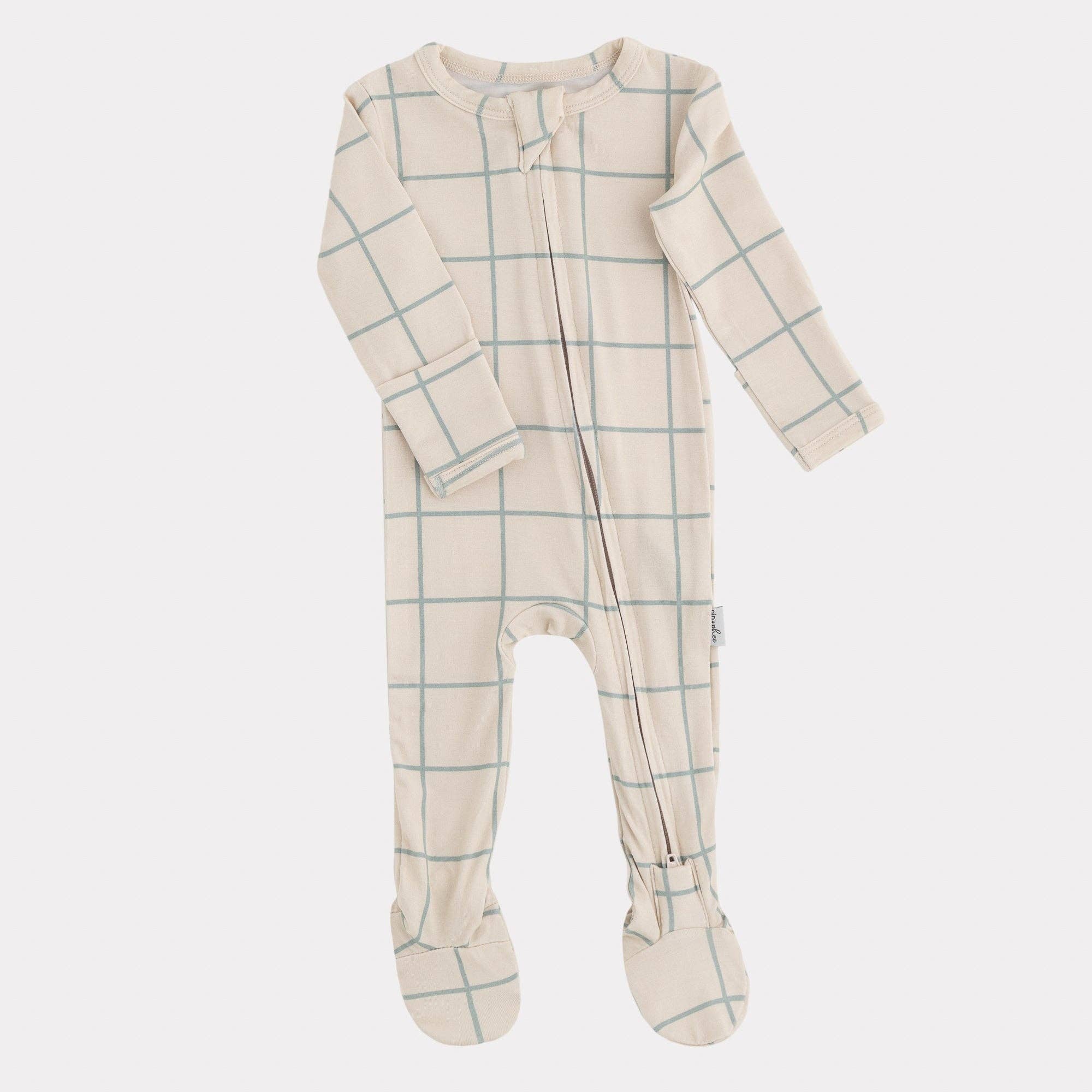 Bamboo Footed Sleepers | Powder Grid