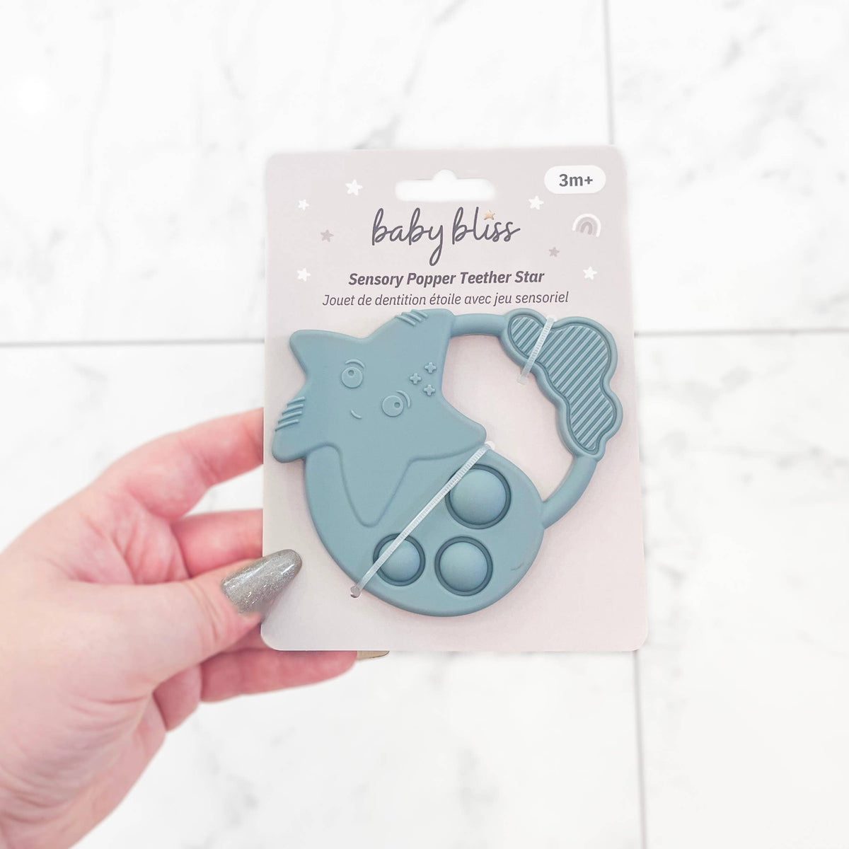 Sensory Popper Teether Star - Dusty Teal