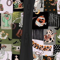Western Cowboy Patchwork Baby Bamboo Zipper Pajama Romper