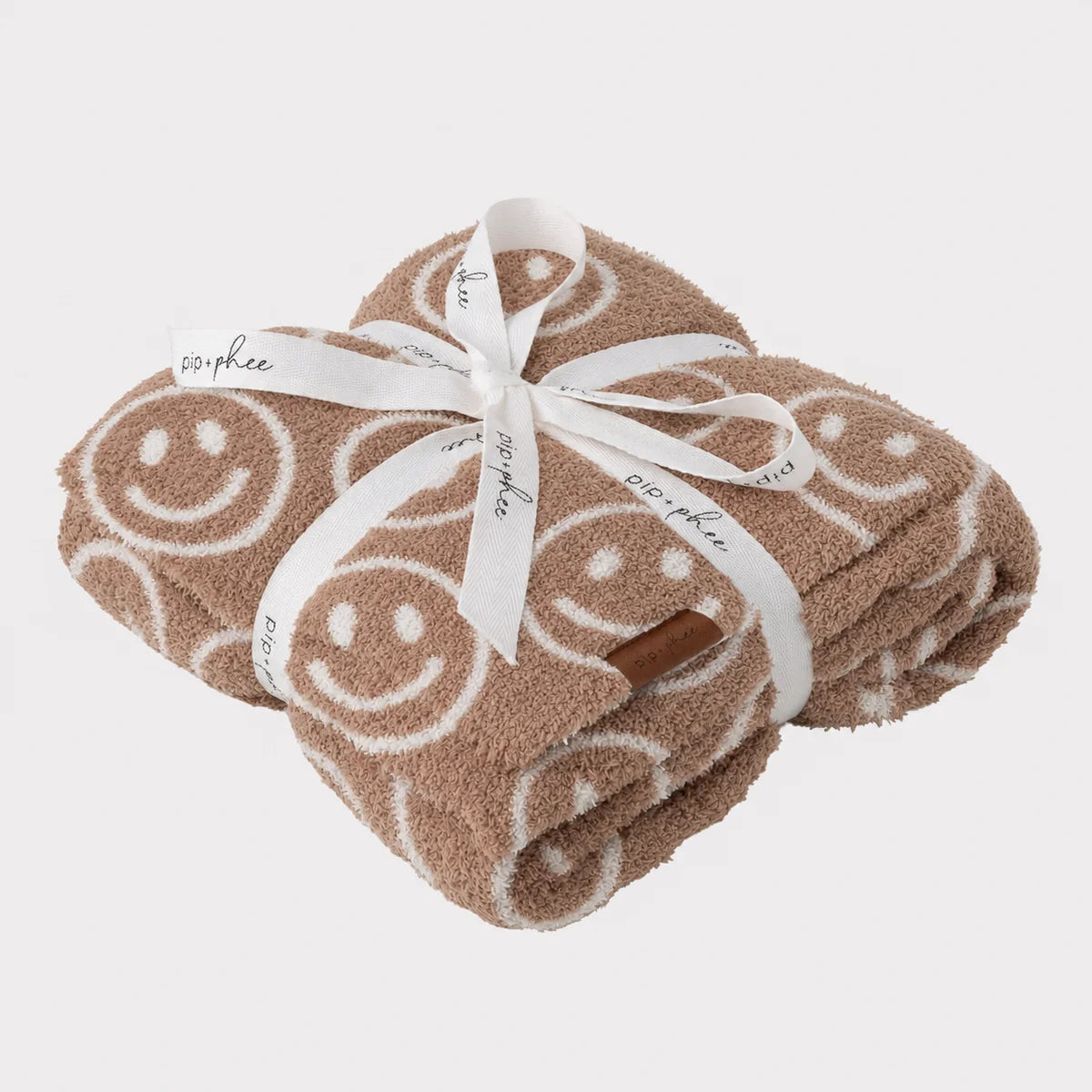 PIP + PHEE Plush Toddler Blanket- Brown Smiley | 30" x 40"
