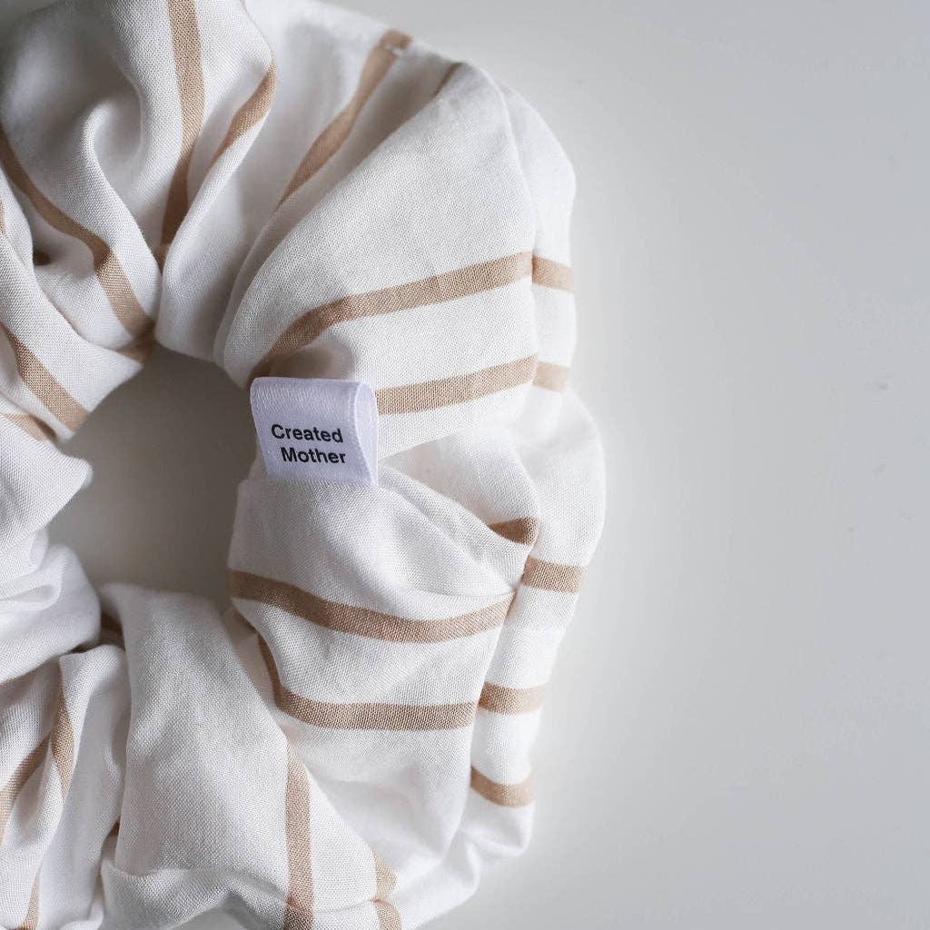 Scrunchies-Cream & Taupe Striped