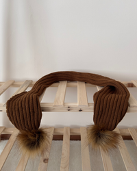 Nordic Knitted Brown Beanie and Scarf Set