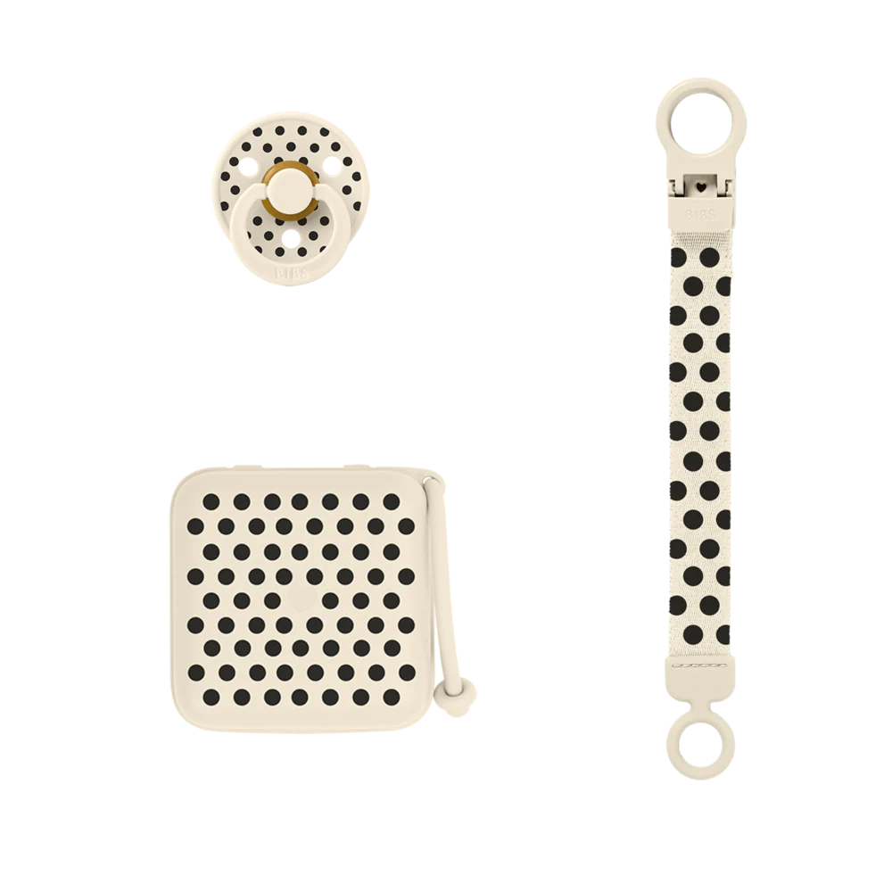 BIBS - Soothe & Go Polka Gift Set - Ivory/Black