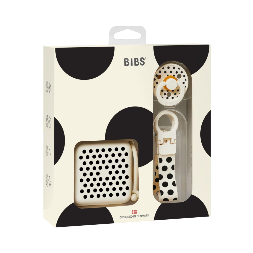 BIBS - Soothe & Go Polka Gift Set - Ivory/Black