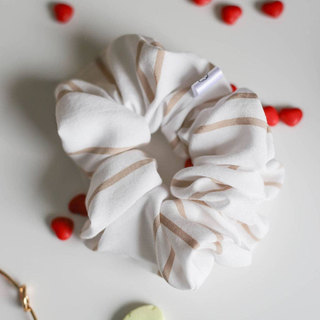 Scrunchies-Cream & Taupe Striped
