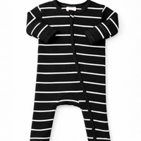 Black/White Stripe / Ribbed 2-Way Zip Footie