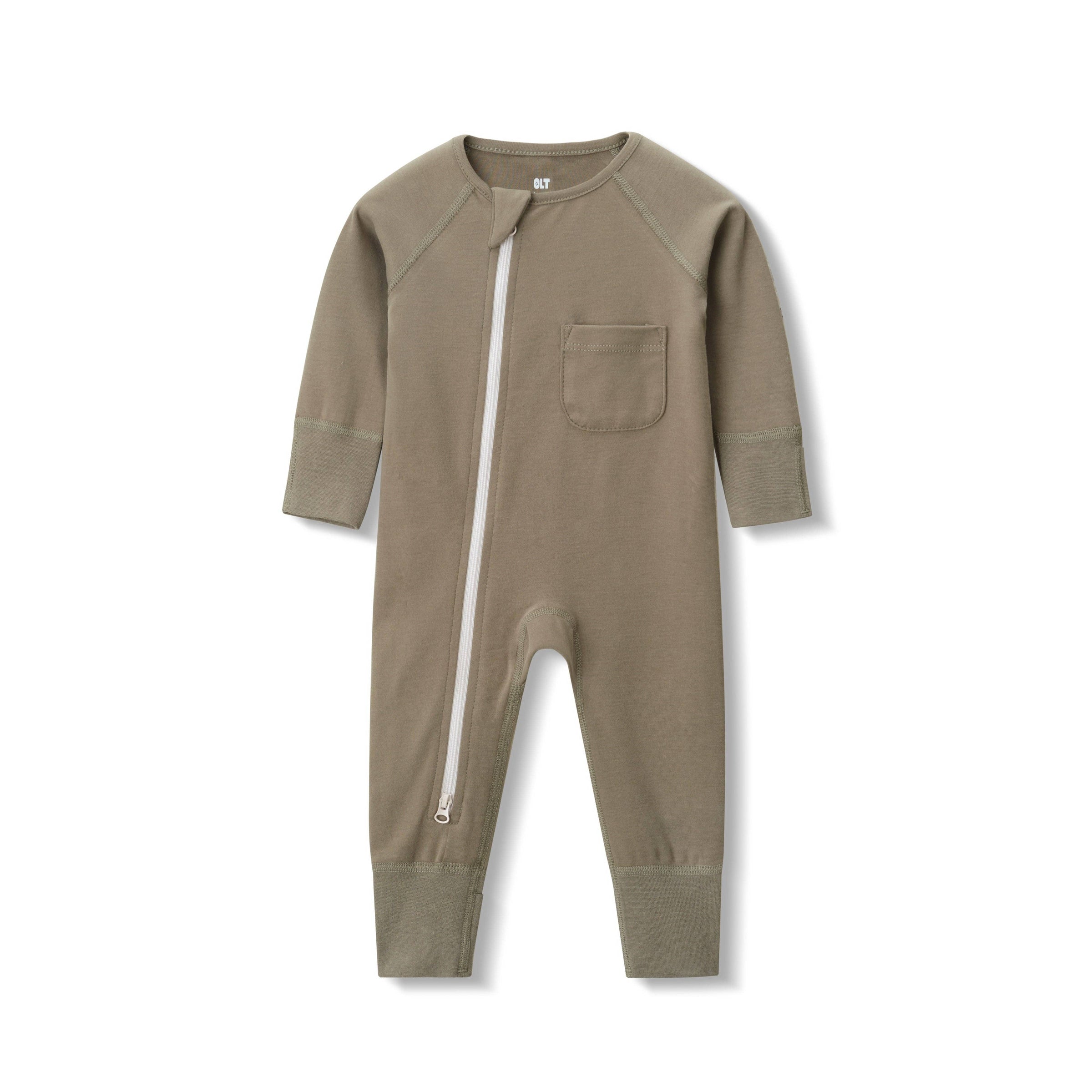 Our Little Treasures - Zip Romper in Olive