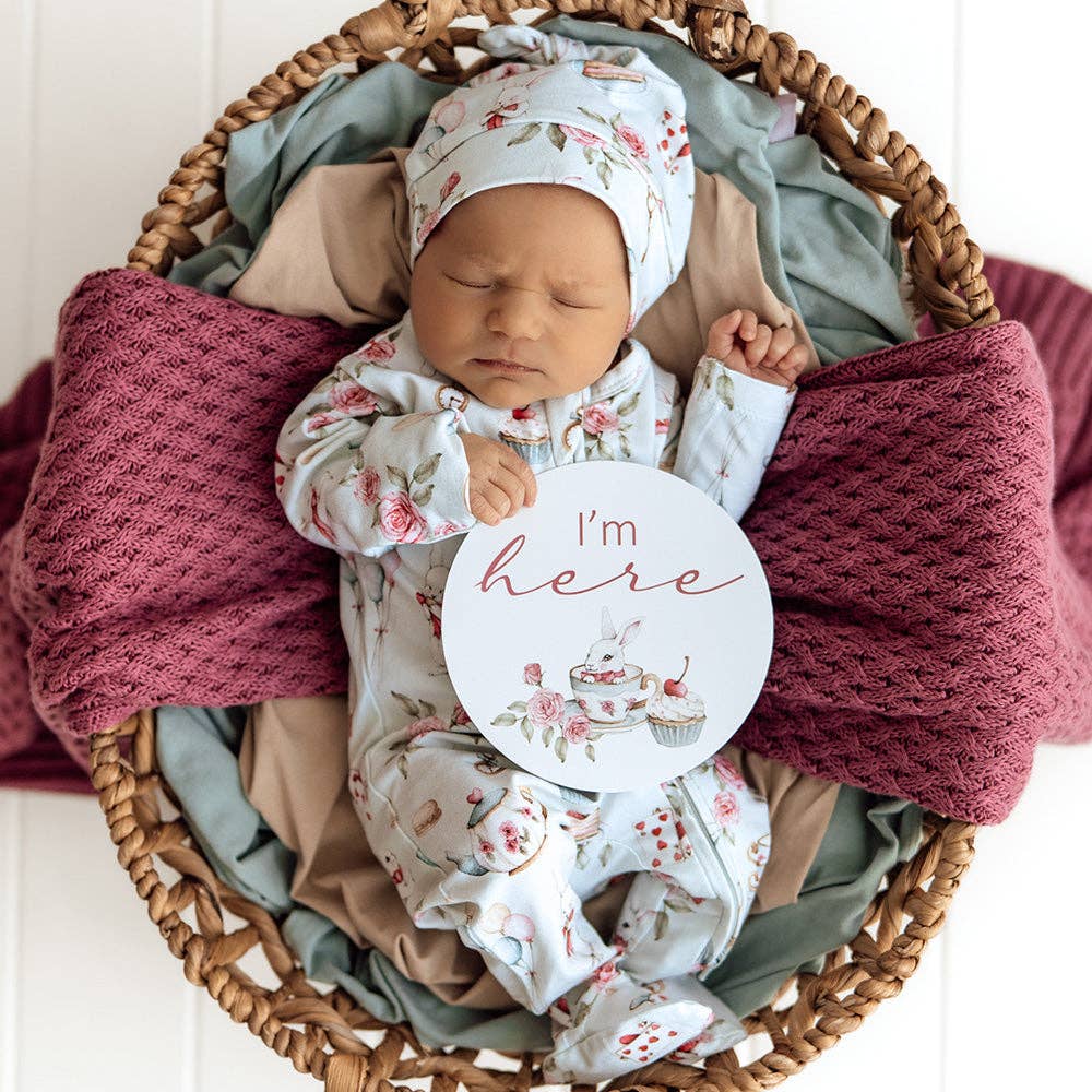 Snuggle Hunny- White Rabbit Organic Snuggle Sleepsuit Zip Footie