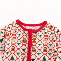 Fancy Prince- Baby Christmas Plaid Red Bamboo Zip Sleeper