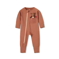 Our Little Treasures - Zip Romper in Chestnut
