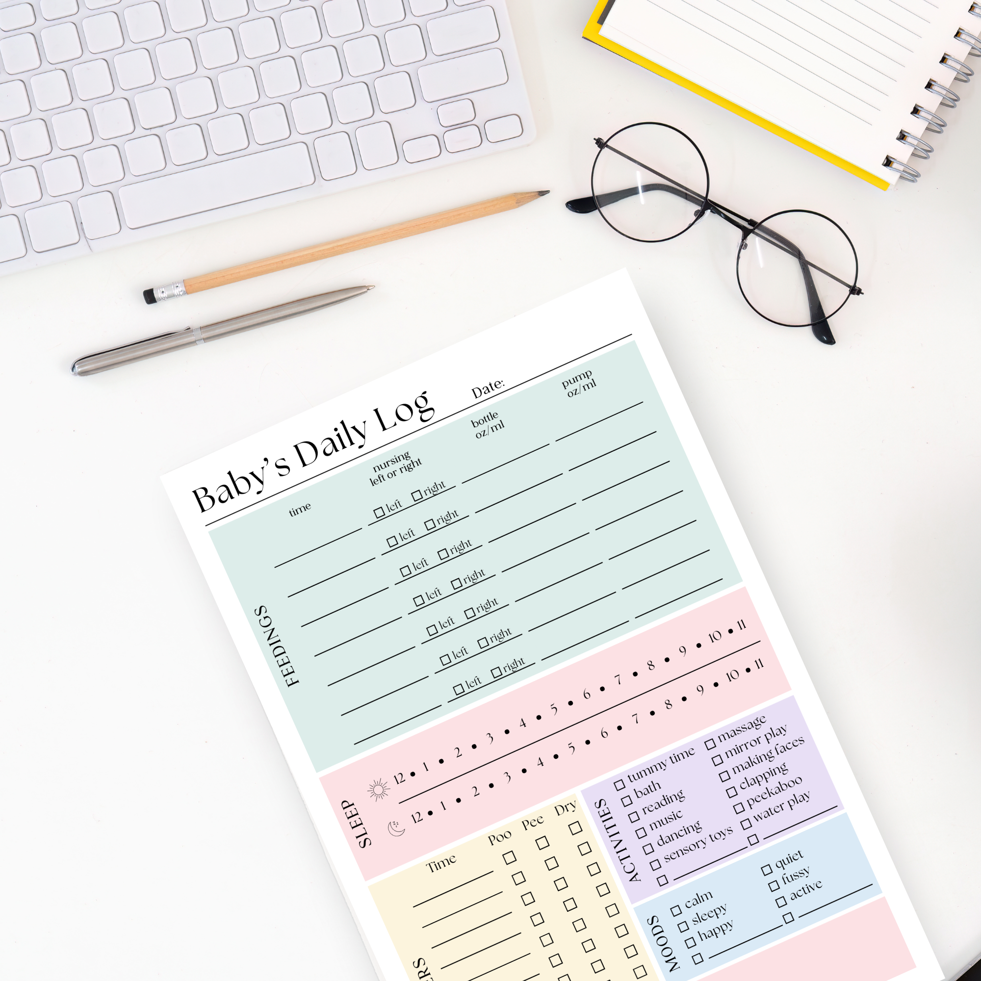 Baby & Newborn Daily Care Log: 50-Page Notepad